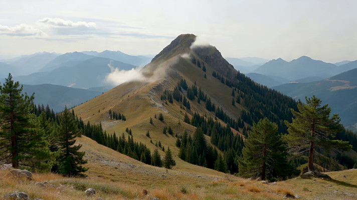 山间云雾缭绕的山脉森林景色 山间云雾缭绕的山脉森林景色