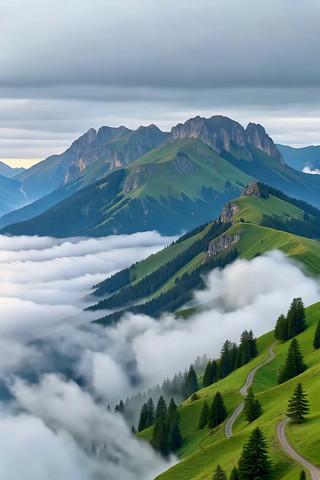 山间云雾缭绕的自然风光 山间云雾缭绕的自然风光