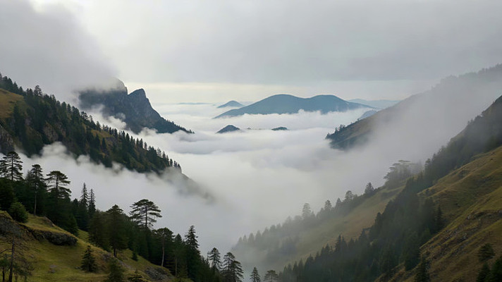 山间云雾缭绕自然风光 山间云雾缭绕自然风光