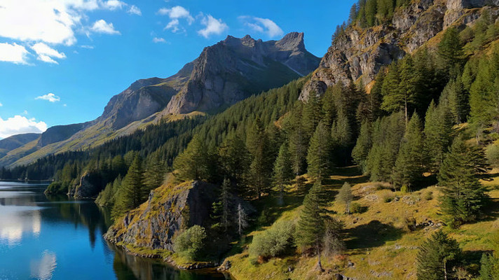 山林湖泊自然风光全景 山林湖泊自然风光全景