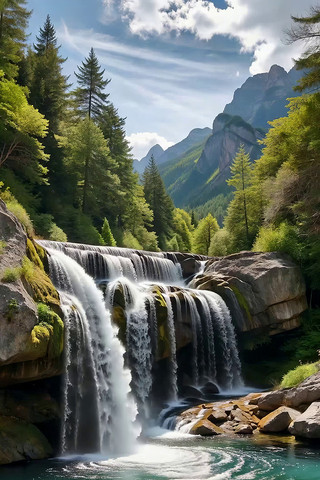 山林间瀑布自然风光素材 山林间瀑布自然风光素材