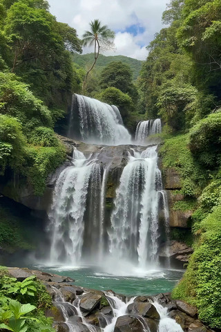 山林间瀑布自然风景 山林间瀑布自然风景