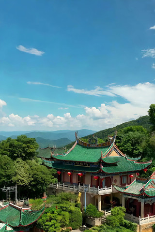 山林间中式古建筑 山林间中式古建筑