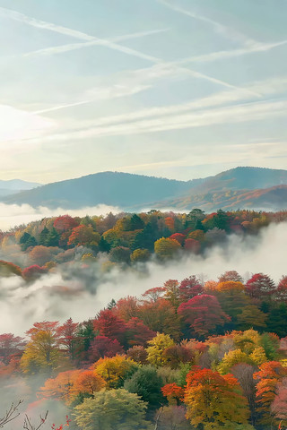 山林秋日云海自然风光 山林秋日云海自然风光
