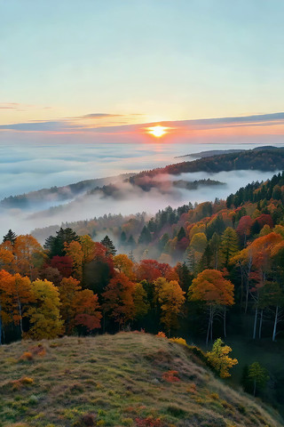山林日出云海自然风光 山林日出云海自然风光