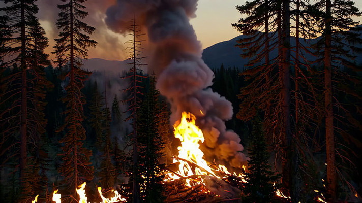 山林中熊熊燃烧的野火 山林中熊熊燃烧的野火