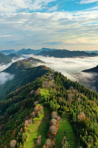 山峦森林云海航拍自然风光 山峦森林云海航拍自然风光