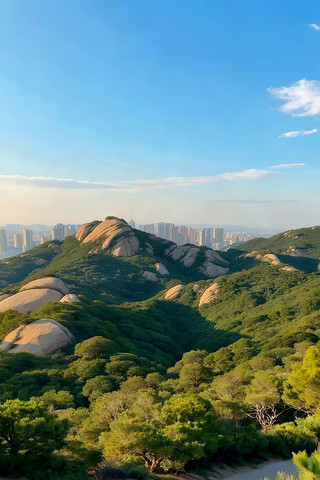 山峦与城市天际线风景 山峦与城市天际线风景