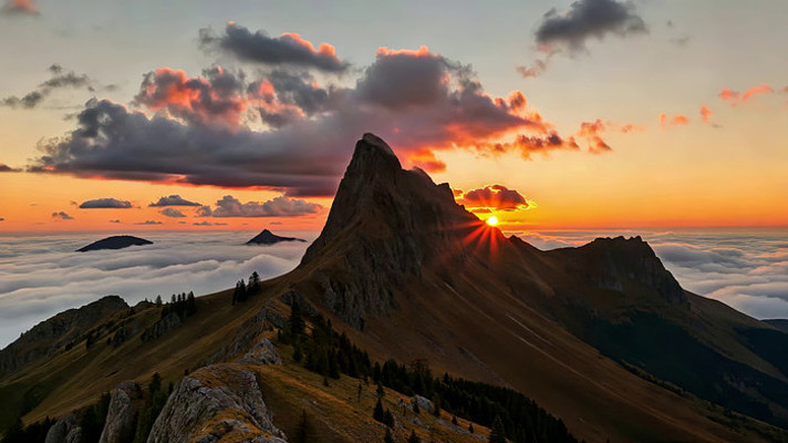 山峦云海日出自然风光 山峦云海日出自然风光