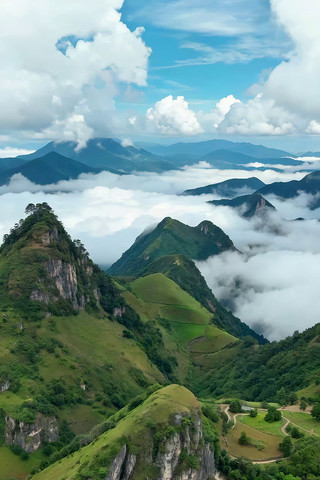 山峦云海自然风光航拍 山峦云海自然风光航拍