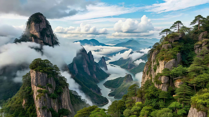 山峦云海自然风光全景 山峦云海自然风光全景