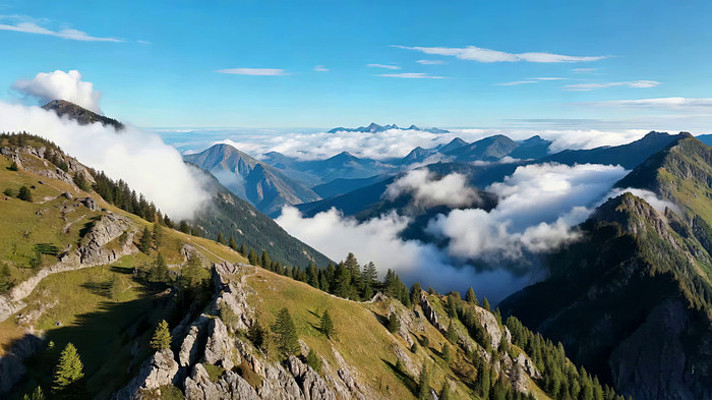 山峦云海自然风光全景 山峦云海自然风光全景