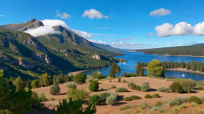 山脉湖泊自然风光全景 山脉湖泊自然风光全景
