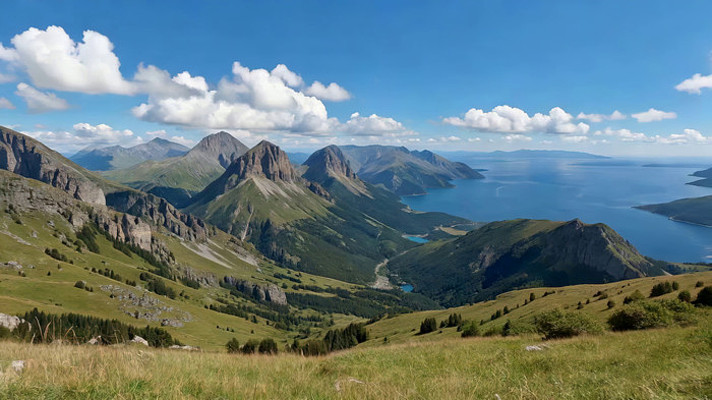 山脉湖泊自然风光全景 山脉湖泊自然风光全景