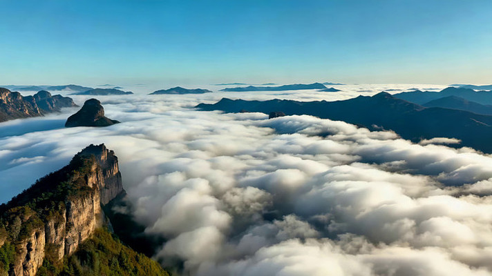 山脉云海高空俯瞰景象 山脉云海高空俯瞰景象