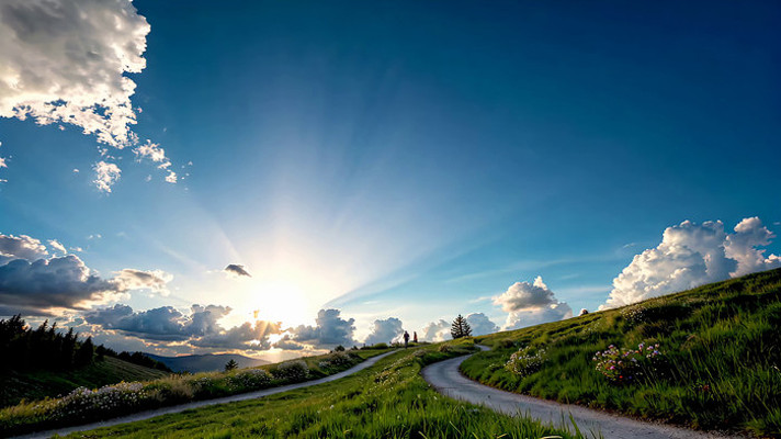 ɽ�²ݵ�Ϧ���µķ羰