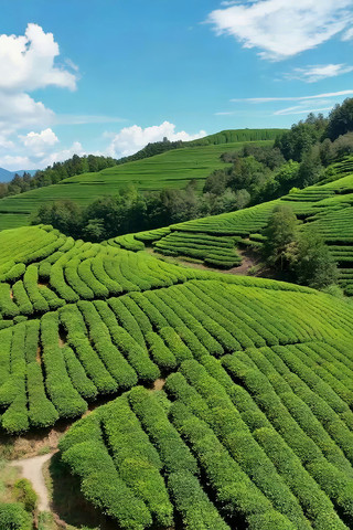 山坡茶园俯瞰全景 山坡茶园俯瞰全景