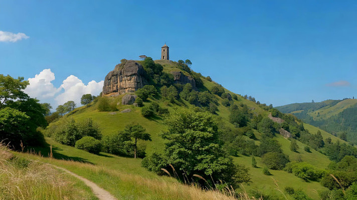 山丘上的塔楼自然风光 山丘上的塔楼自然风光