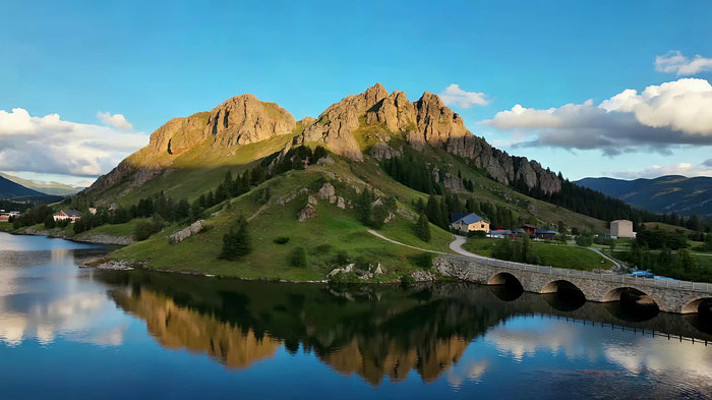山水湖泊石桥自然风光 山水湖泊石桥自然风光