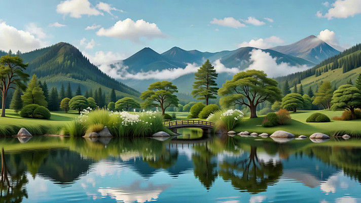 山水森林湖泊风景画面 山水森林湖泊风景画面