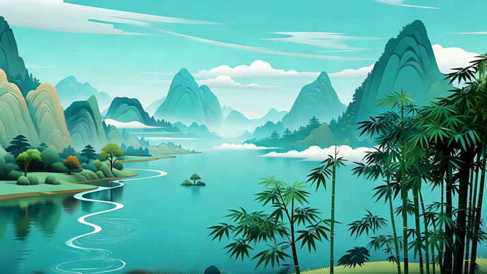 山水竹林国风动画风景 山水竹林国风动画风景