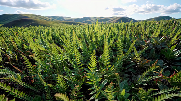 山野间绿色蕨类植物近景 山野间绿色蕨类植物近景