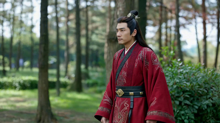 身着汉服男子林间站立 身着汉服男子林间站立