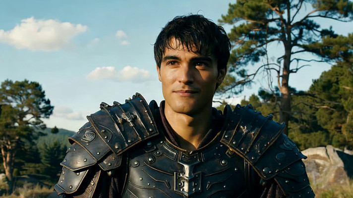 身着盔甲男子户外特写 身着盔甲男子户外特写