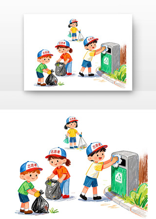 社区小志愿者学雷锋纪念日卡通 社区小志愿者学雷锋纪念日卡通