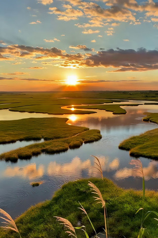 湿地风光日落美景 湿地风光日落美景
