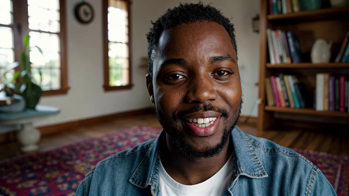 室内黑人男性近景肖像 室内黑人男性近景肖像