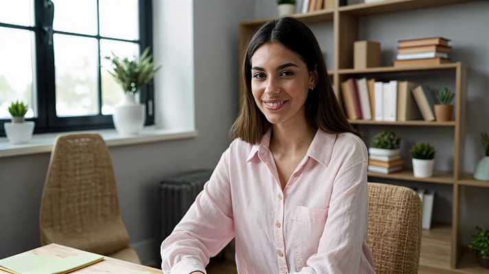 室内女士微笑办公场景素材 室内女士微笑办公场景素材