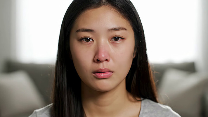 室内女性面部特写 室内女性面部特写