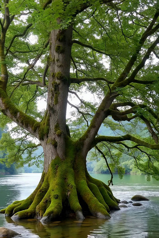 水边大树自然景观 水边大树自然景观