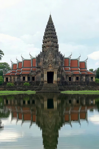 水边古老寺庙建筑 水边古老寺庙建筑