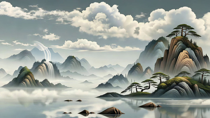 水墨风格山水风光 水墨风格山水风光