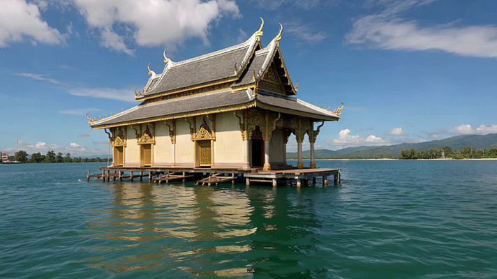 水上泰式建筑自然风光 水上泰式建筑自然风光