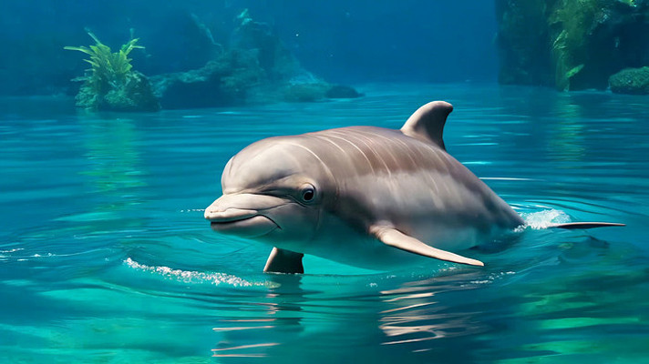 水族馆中游泳的海豚 水族馆中游泳的海豚