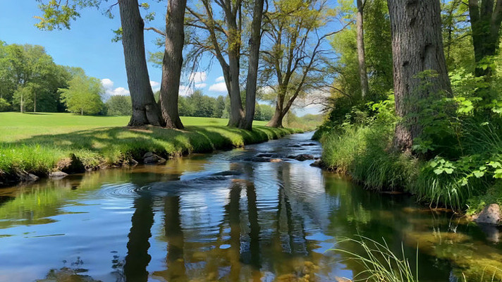 树林间河流自然风光 树林间河流自然风光
