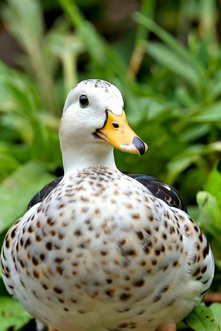 特写鸭子站立绿植间 特写鸭子站立绿植间
