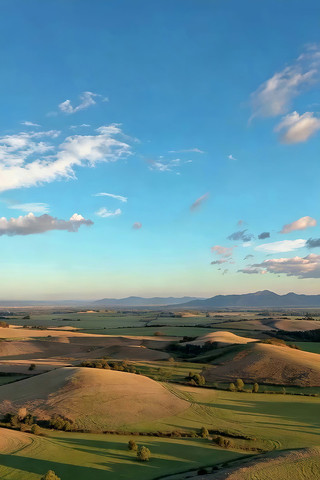 田野风光蓝天白云全景 田野风光蓝天白云全景