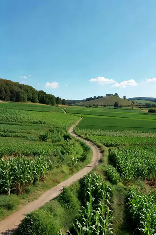 田野间蜿蜒小路自然风光 田野间蜿蜒小路自然风光