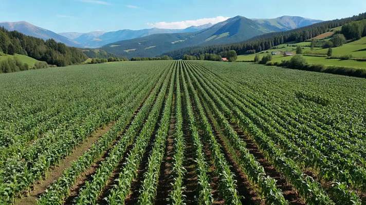 田野间整齐排列的玉米农田 田野间整齐排列的玉米农田