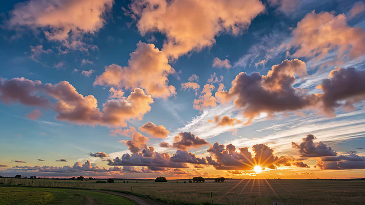 田野日落天空美景 田野日落天空美景