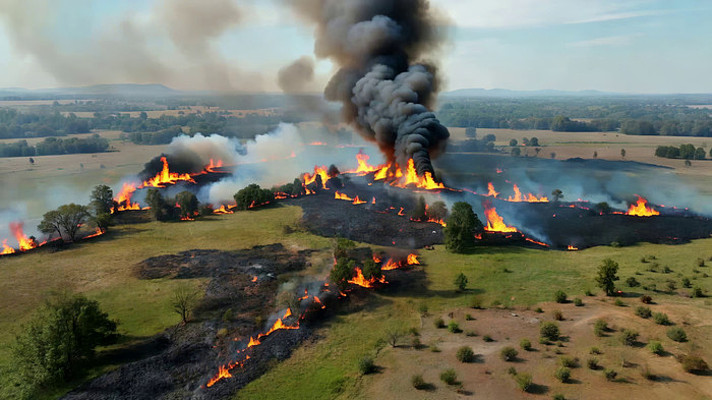 田野森林火灾俯瞰画面 田野森林火灾俯瞰画面