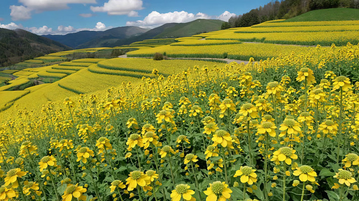 田野油菜花海自然风光 田野油菜花海自然风光