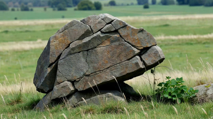 田野中的巨石特写 田野中的巨石特写