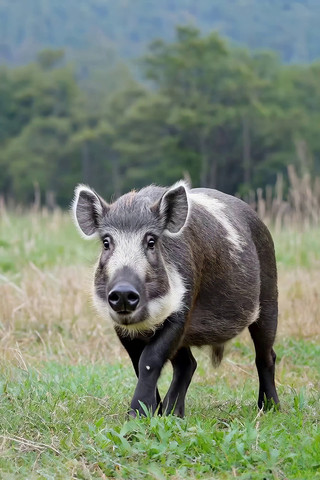 田野中的野猪特写 田野中的野猪特写