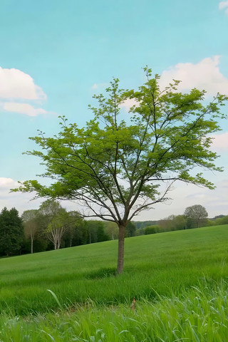 田野中独立绿树 田野中独立绿树