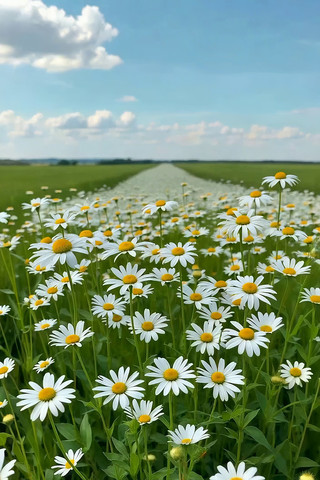 田野中盛开的雏菊自然风光 田野中盛开的雏菊自然风光